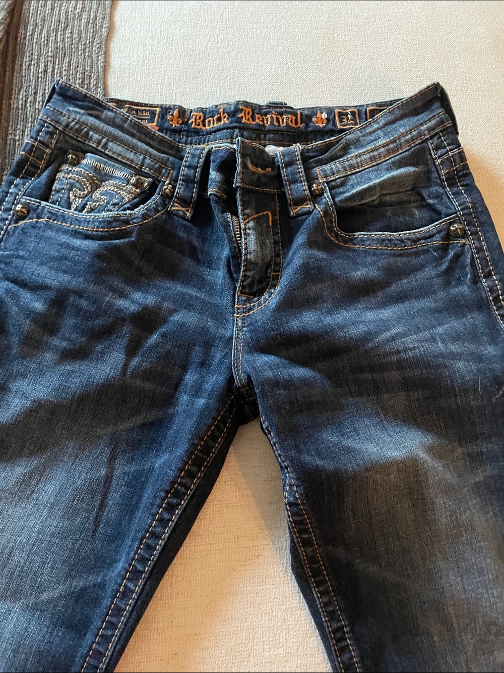 Rock Revival Dark Blue Men’s Bootcut Jeans - Palfrey Boot - Picture 3 of 10
